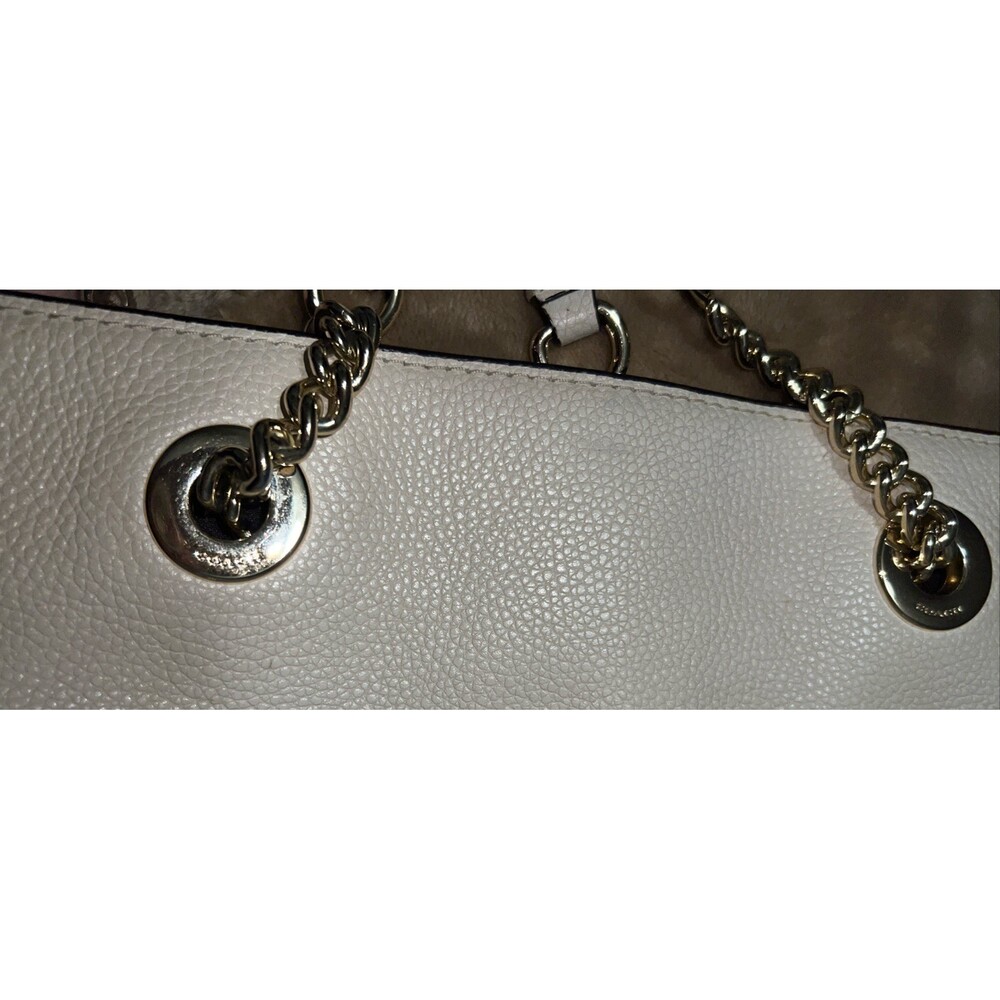 Coach Turnlock Chain Handle Cream Color Purse Tote 27 - Picture 15 of 15